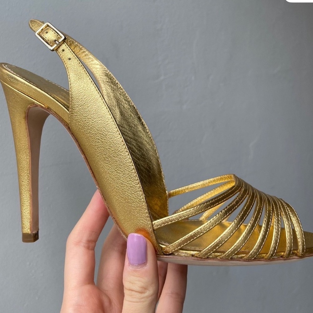 Sergio Rossi Metallic Gold Strappy Heels